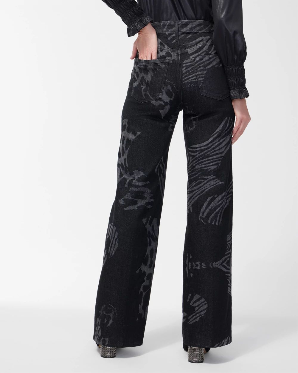 High Rise Animal Wide Leg Jeans click to view larger image.
