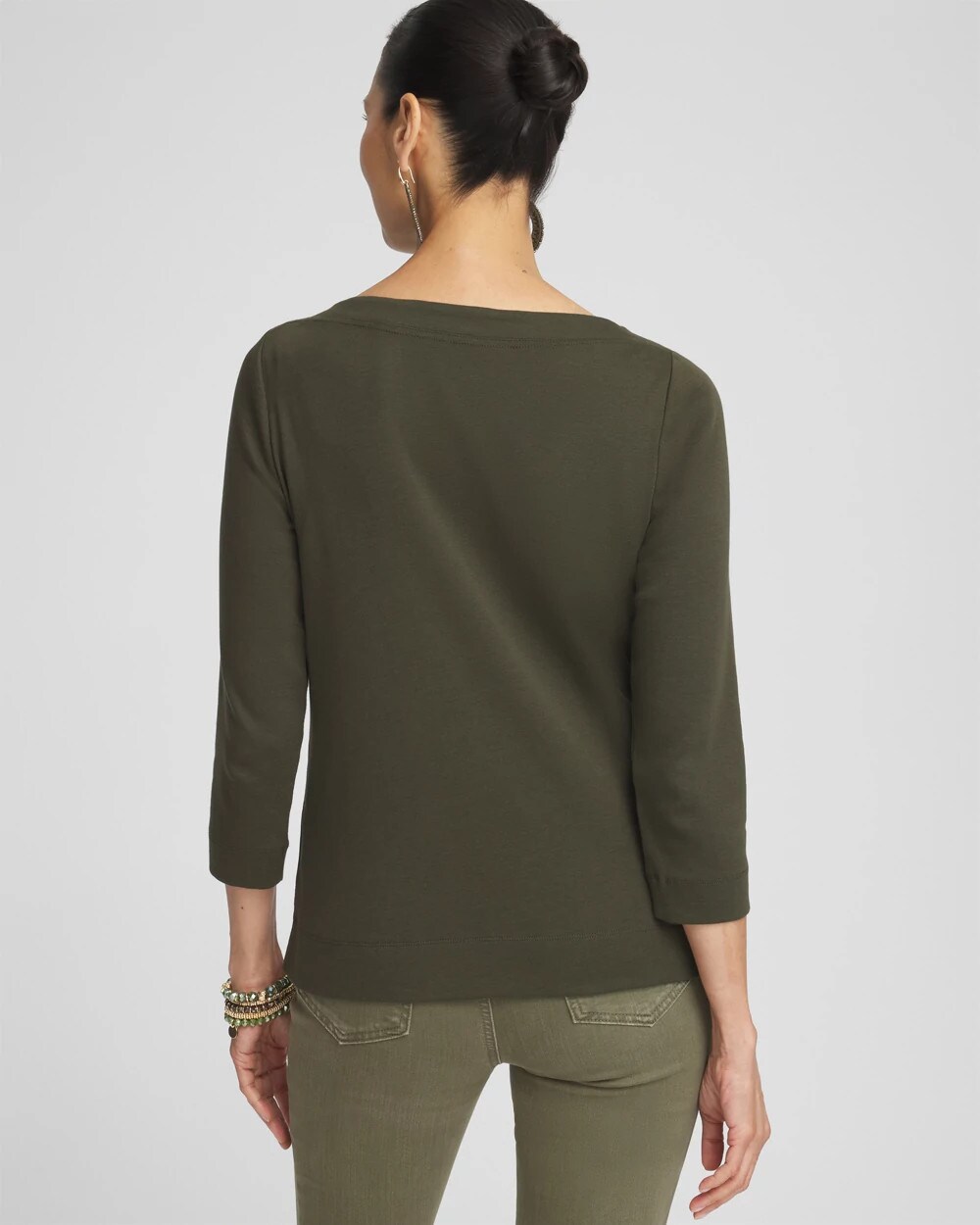 3/4 Sleeve Bateau Neck Tee