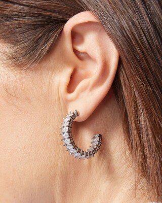 Cubic Zirconia Baguette Hoops