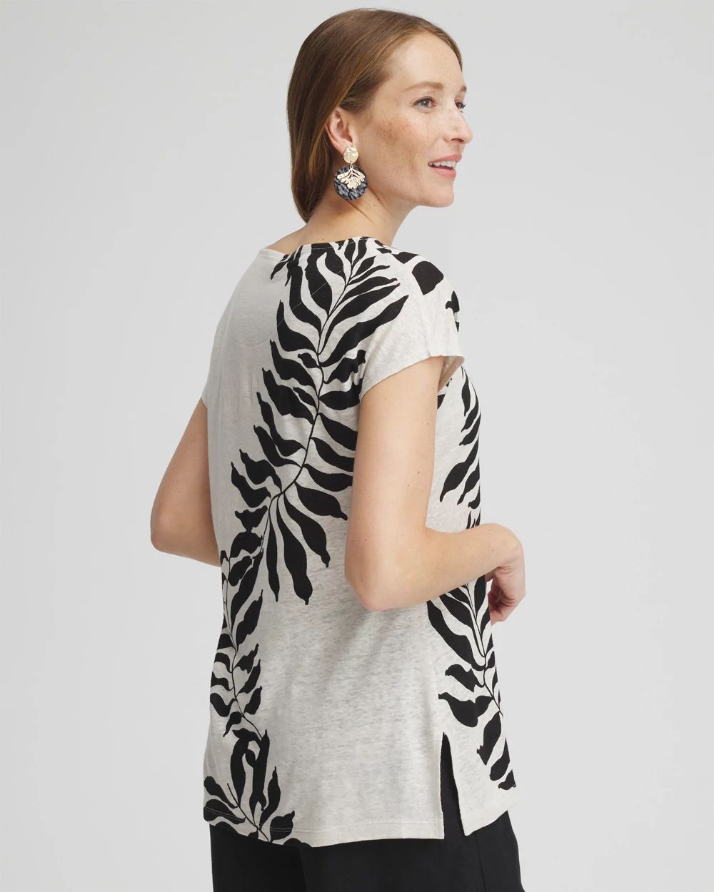Leaf Print Linen Tunic click to view larger image.