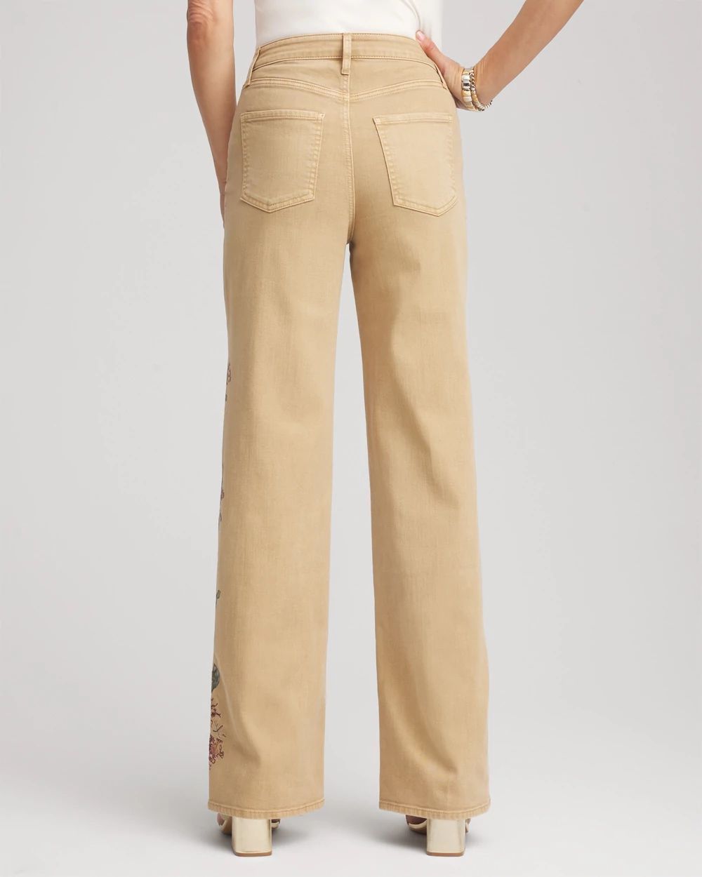 Embroidered High-Rise Wide-Leg Jeans