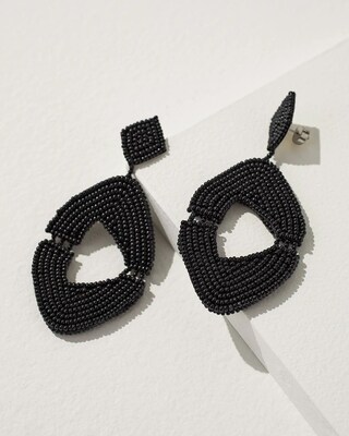 Black Seed Bead Drop Earrings