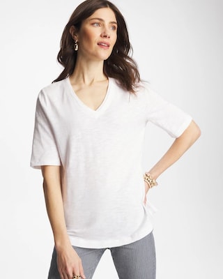 Cotton Slub V-Neck Tee