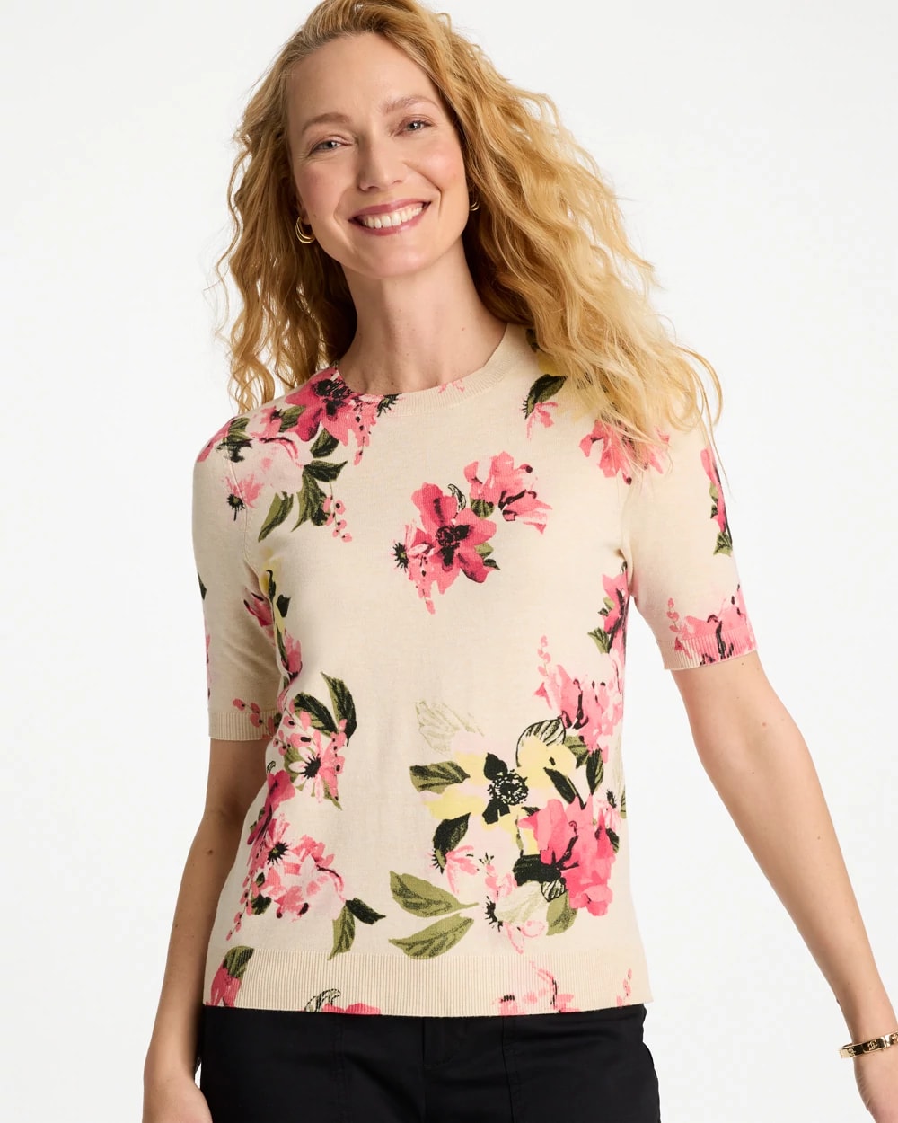 Ella Crewneck Floral Pullover Sweater, photo 1 of 6
