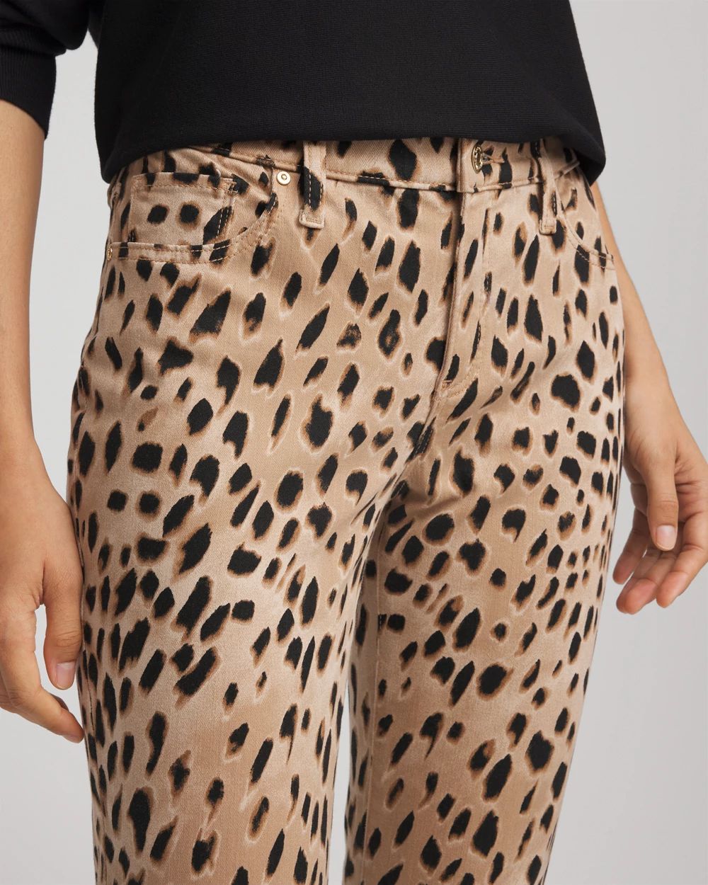 Animal-Print Girlfriend Slim-Ankle Jeans