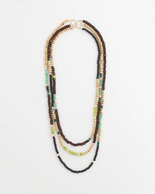 Layered Colorblock Wood Bead Necklace