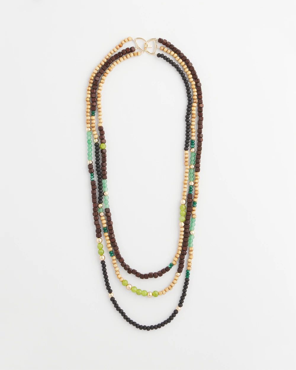 Layered Colorblock Wood Bead Necklace