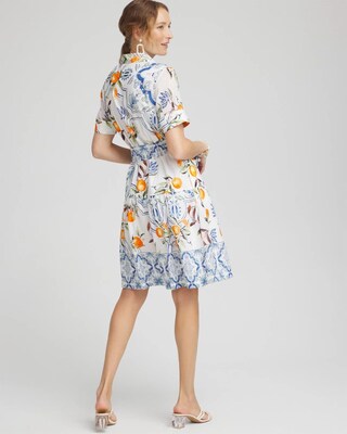 Silk Blend Tropical Shirt Dress