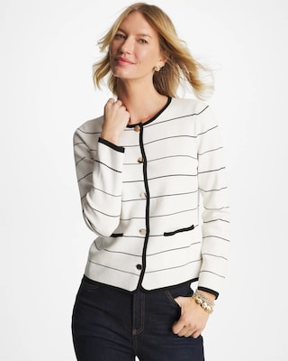 Contrast Tipped Sweater Blazer