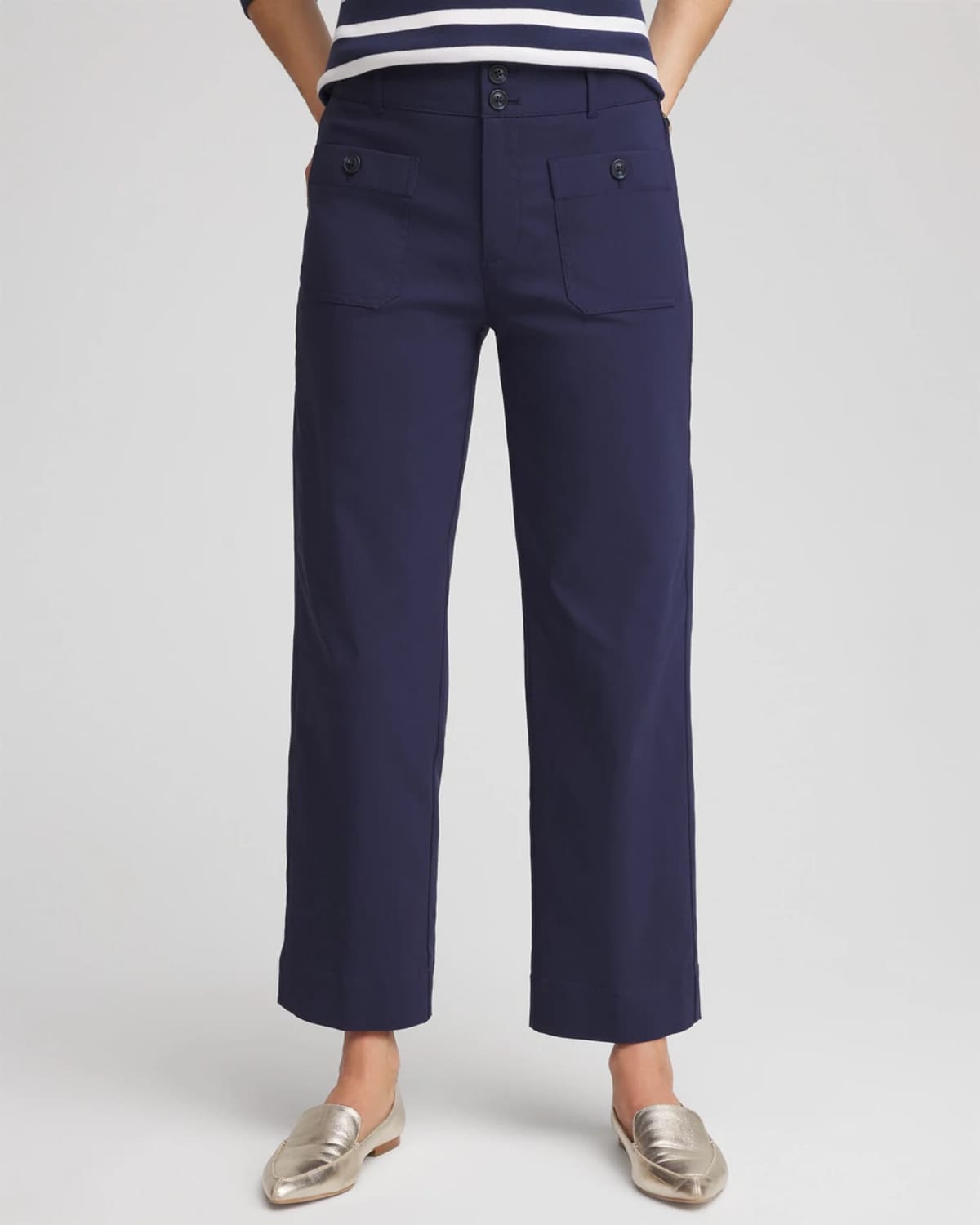 Chico's Four Pocket Straight Crop Pants In Blue