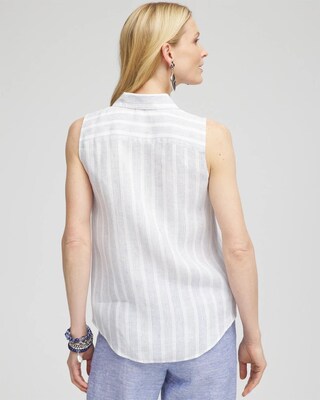 No Iron™ Linen Tie-Front Sleeveless Shirt click to view larger image.