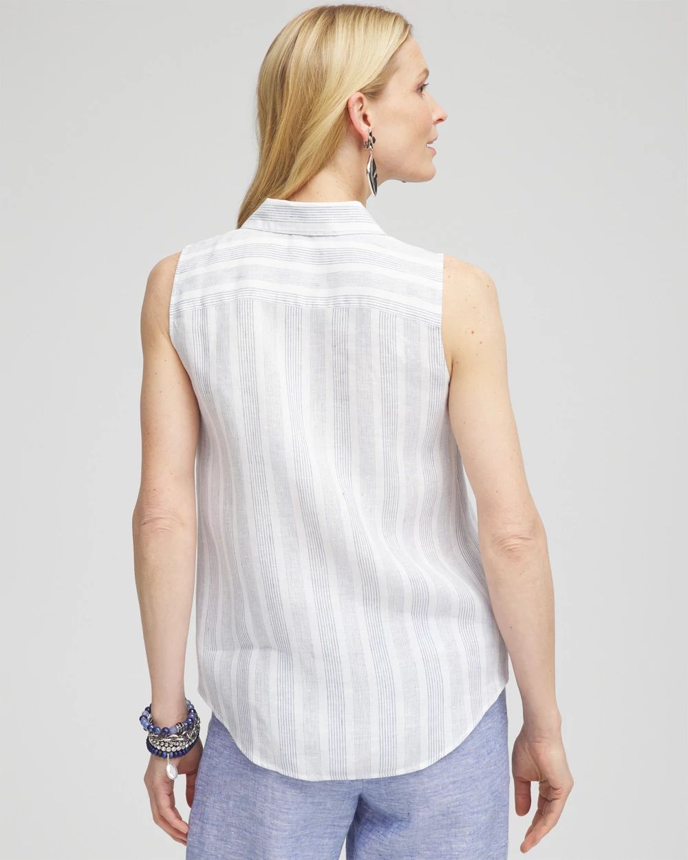 No Iron™ Linen Tie-Front Sleeveless Shirt