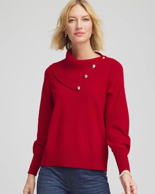 Button Envelope Neck Sweater