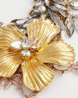 Mixed Metal Floral Statement Necklace