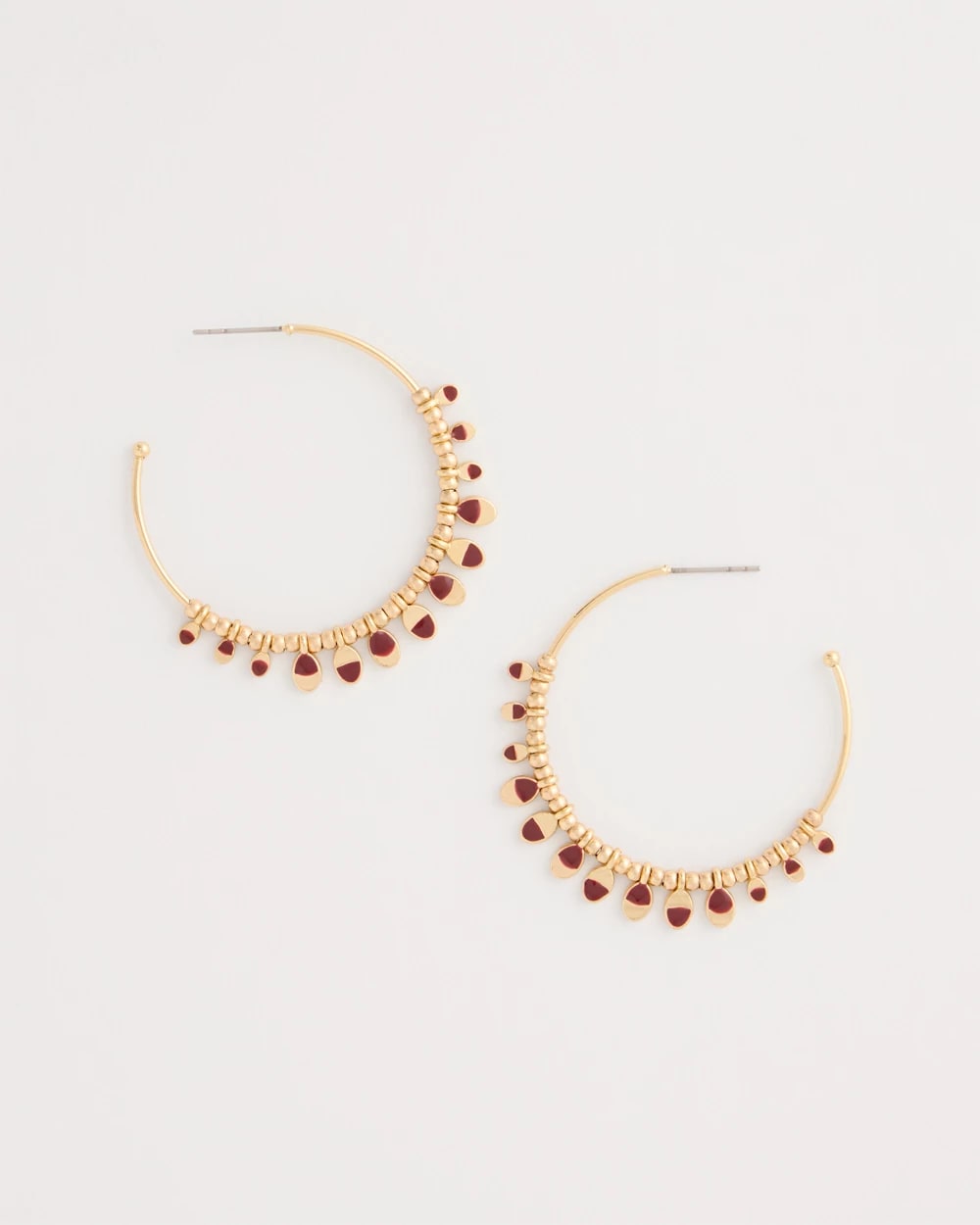 Red Charm Hoop Earrings