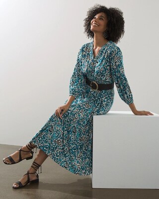 Braid Detail Paisley Midi Dress