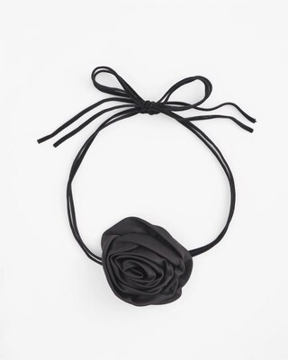 Black Flower Tie Choker Necklace