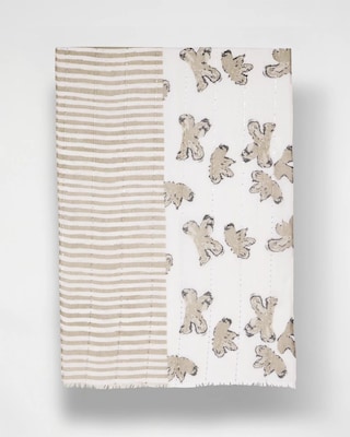 Striped Floral Oblong Scarf click to view larger image.