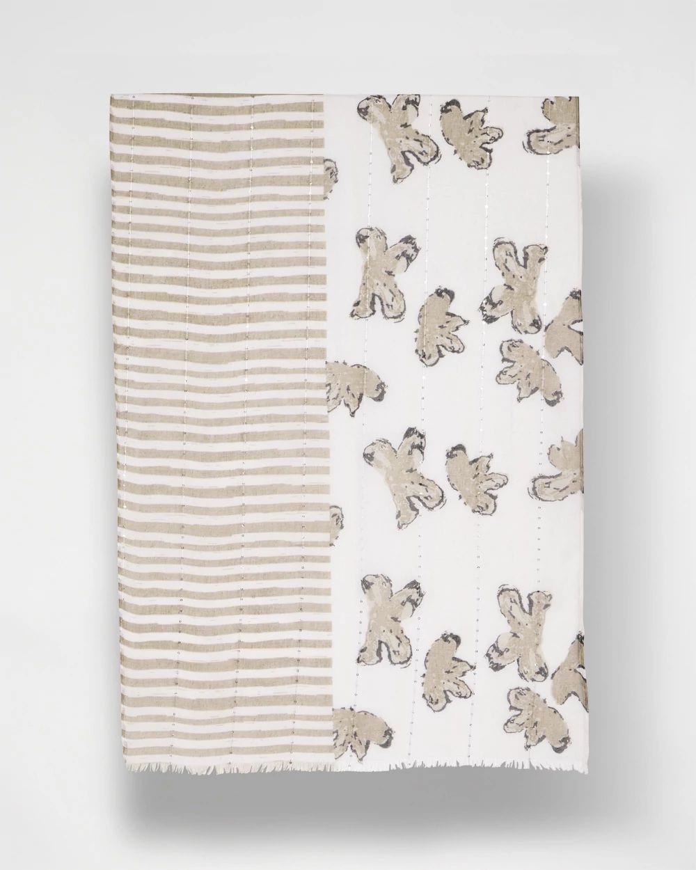 Striped Floral Oblong Scarf