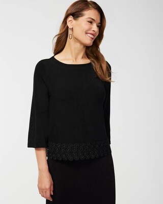 Travelers Lace Hem 3/4 Sleeve Top