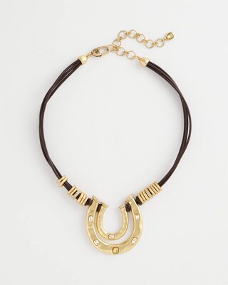 Equestrian Golden Horseshoe Pendant Necklace click to view larger image.