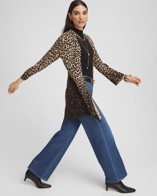 Flared Sleeve Leopard Cardigan