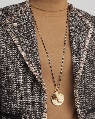 Tiger's Eye Stone Medallion Necklace click to view larger image.