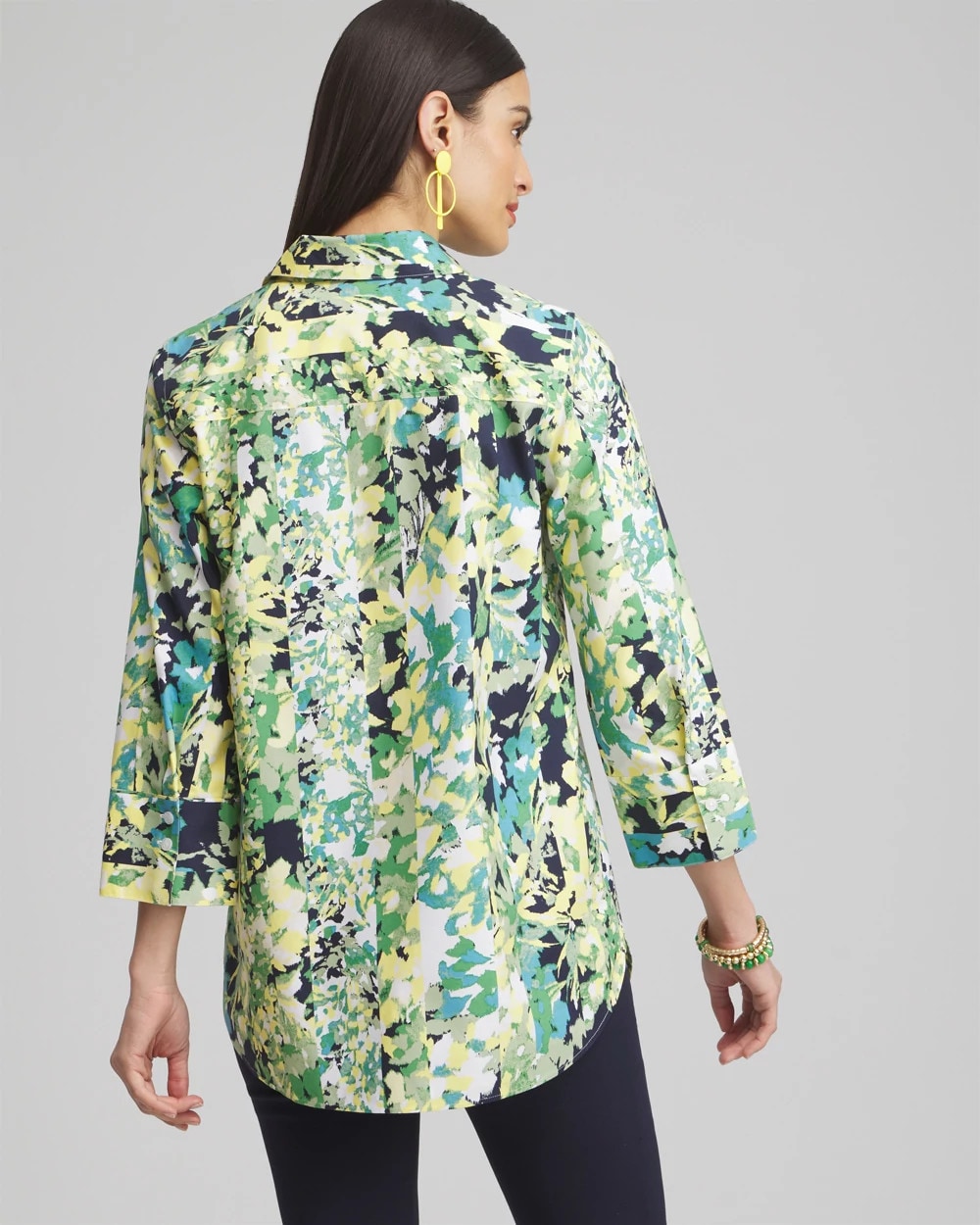 No Iron™ Stretch Floral 3/4 Sleeve Tunic