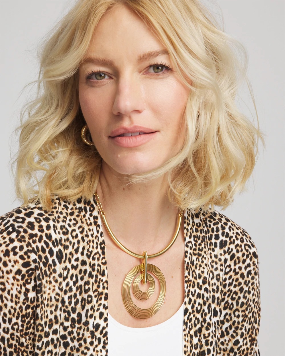 Goldtone Concentric Circles Pendant Necklace