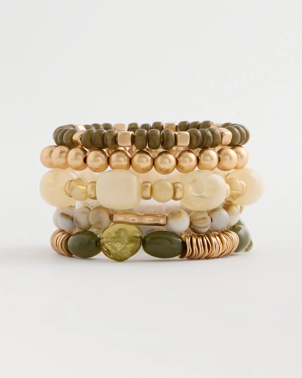 Green Stretch Bangle Set of Five