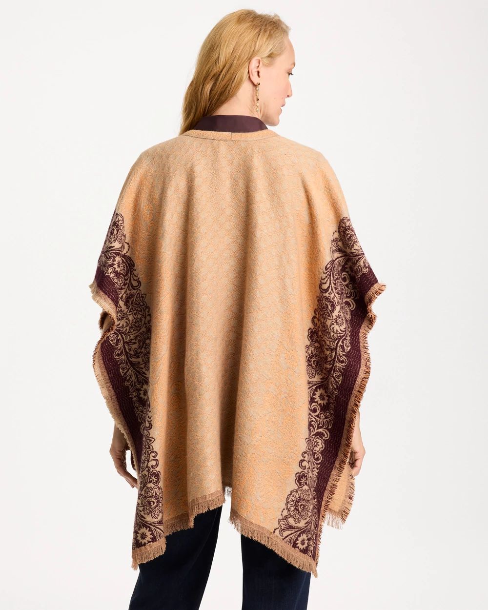 Paisley Fringe Reversible Ruana click to view larger image.