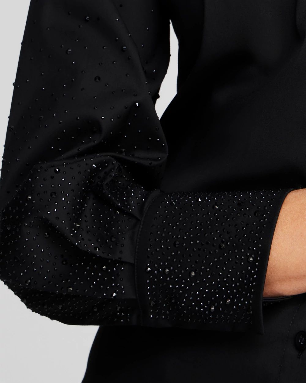 Poplin Embellished Sleeve Shirt click to view larger image.