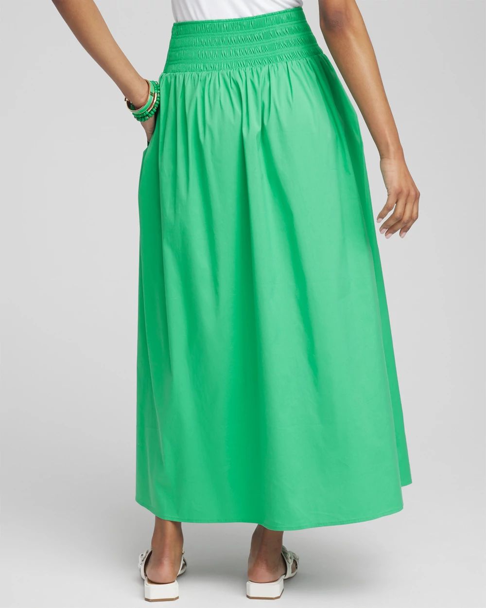 Petite Poplin Smocked Waist Maxi Skirt