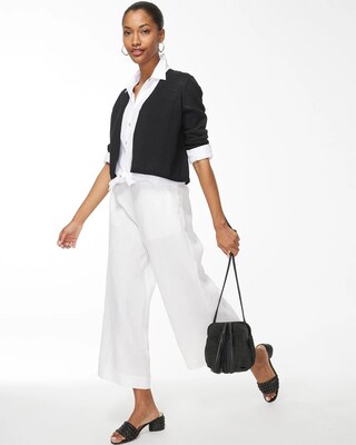 Linen Blend Cropped Cardigan