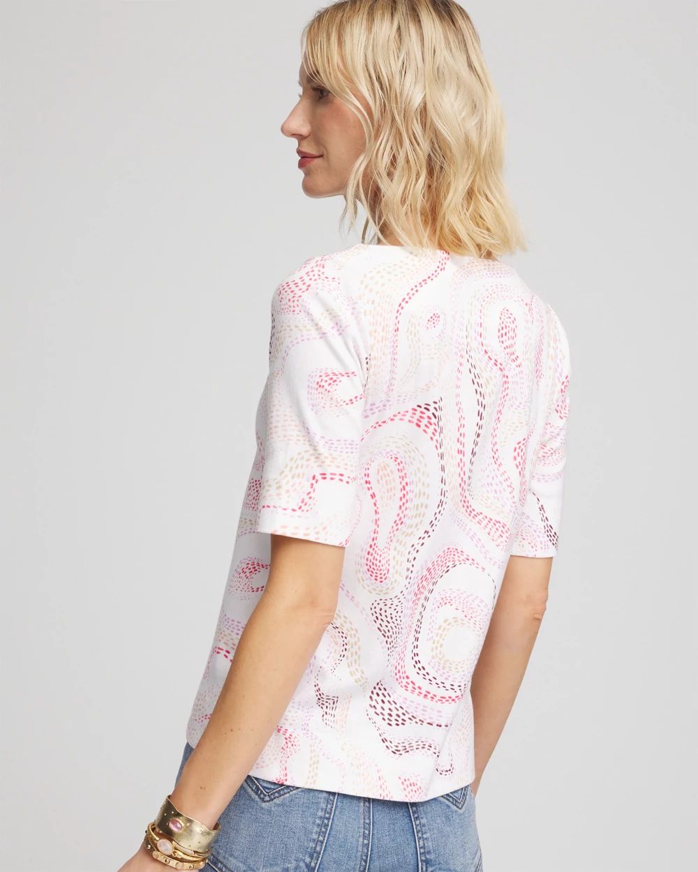 Printed Pima Cotton Bateau-Neck Tee