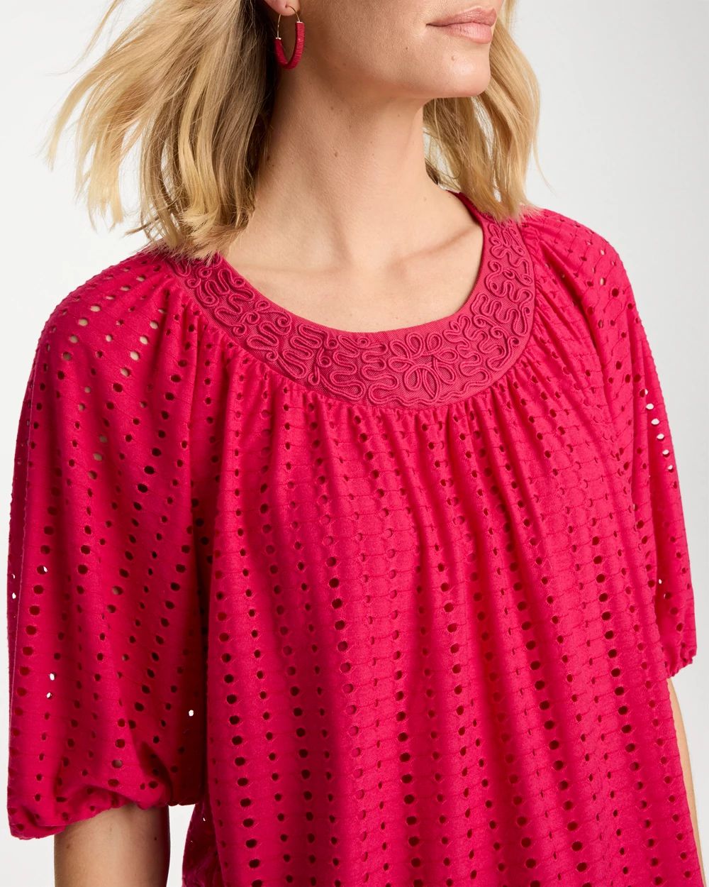 Textured Jacquard Peasant Tee click to view larger image.