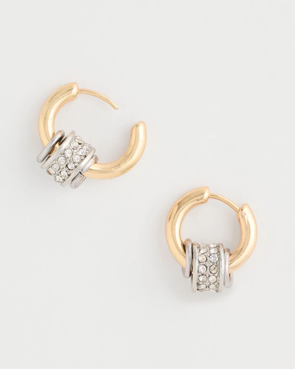 Jeweled Mixed-Metal Hoop Earrings click to view larger image.