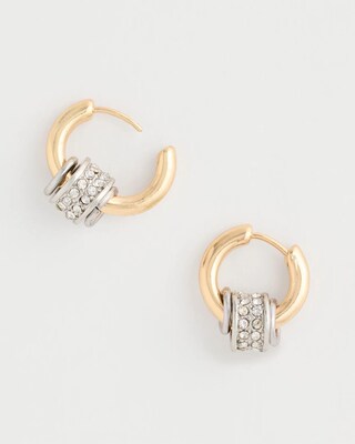 Jeweled Mixed-Metal Hoop Earrings click to view larger image.