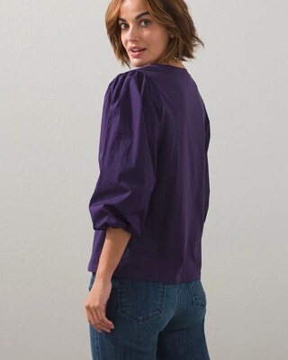 Poplin Blouson Sleeve Tee