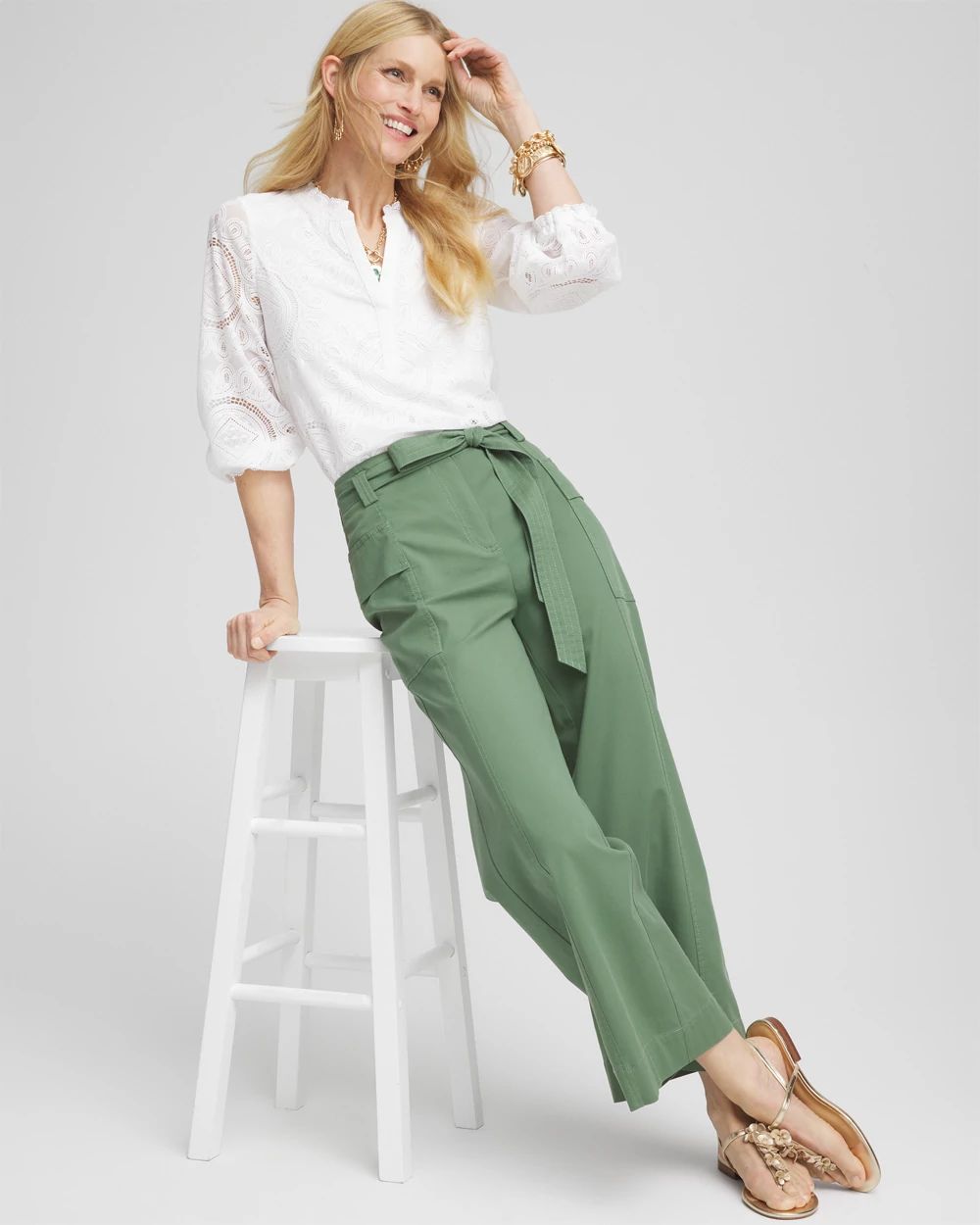 Embroidered Lace-Trim Top