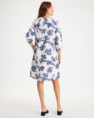 Floral Linen-Cotton Pintuck Dress click to view larger image.
