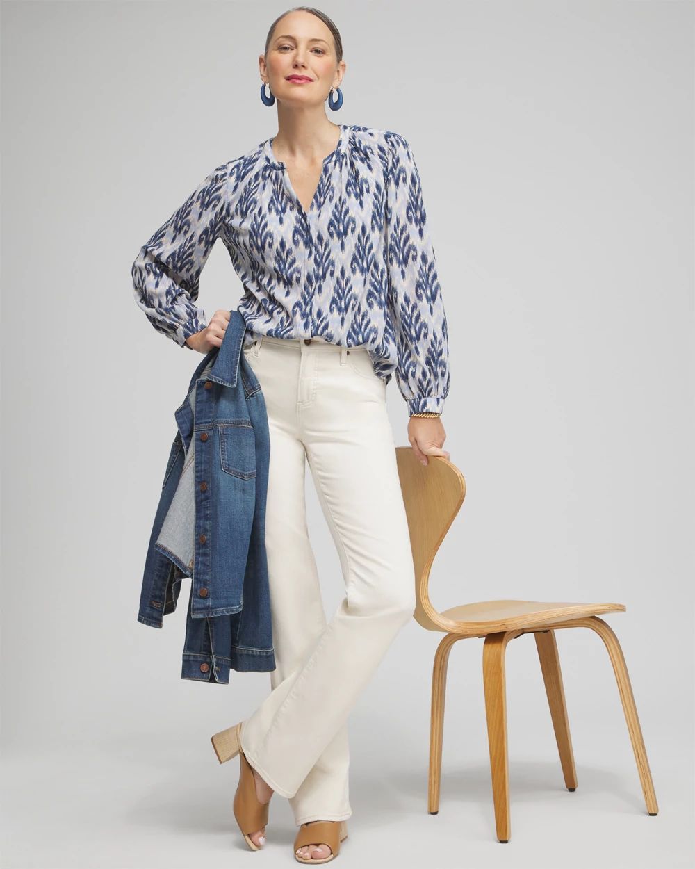 Chiffon Ikat Print Blouse
