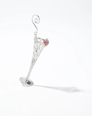 Silver Tone Champagne Glass Ornament