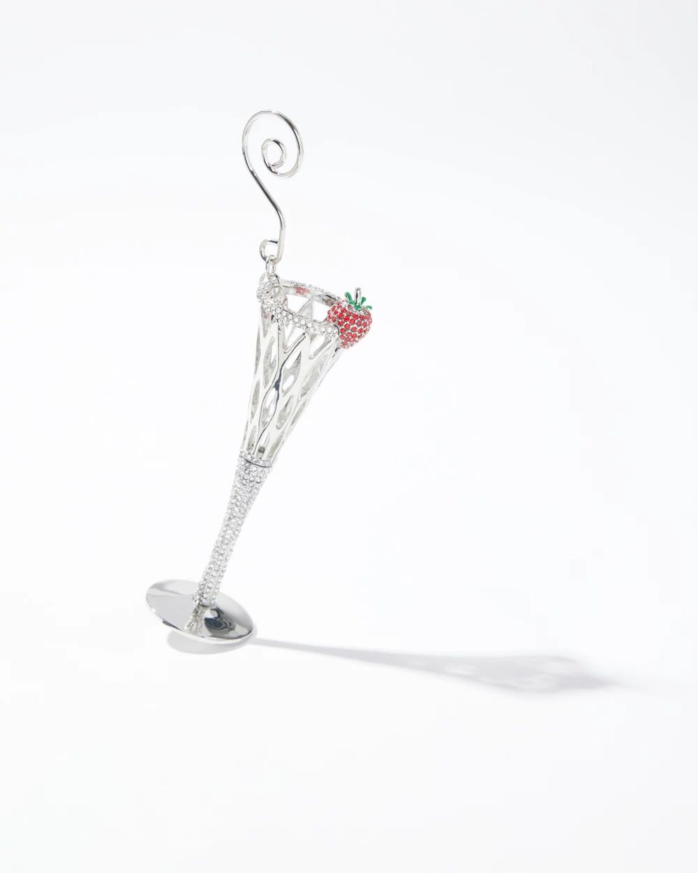 Silver Tone Champagne Glass Ornament