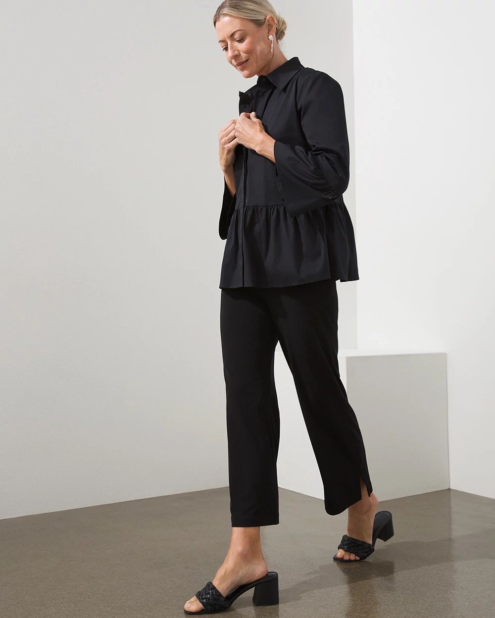 Black Label Poplin Peplum Shirt