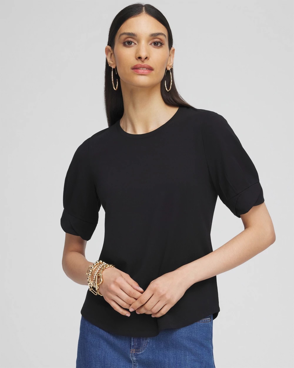 Touch of Cool™ Pleated Roll Cuff Tee