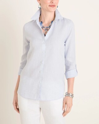 No-Iron Linen Roll-Tab Sleeve Shirt