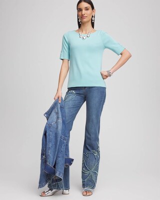 Pima Cotton Bateau-Neck Tee click to view larger image.