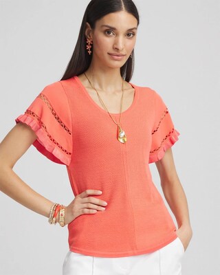 Cutout Short-Sleeved Pullover Sweater click to view larger image.