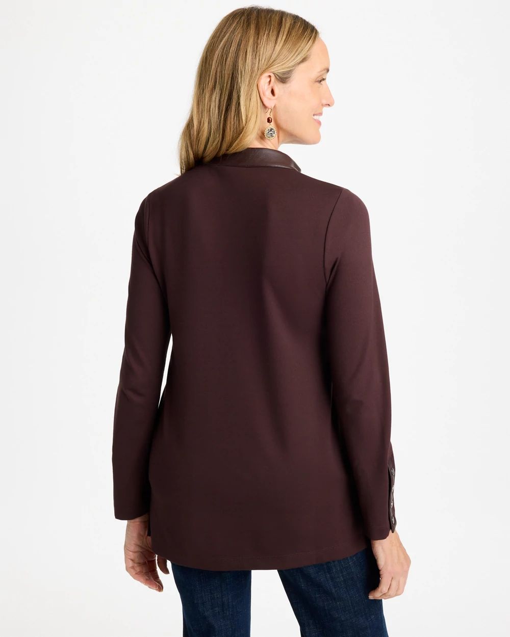 Ponte Knit Faux Leather-Trim Tunic click to view larger image.